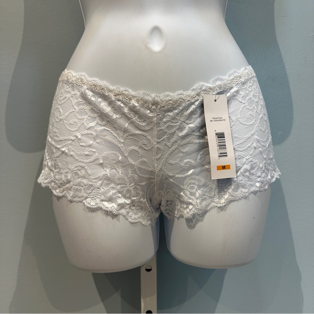 Yandy White Lace Boyshort Panty Medium New with Tags